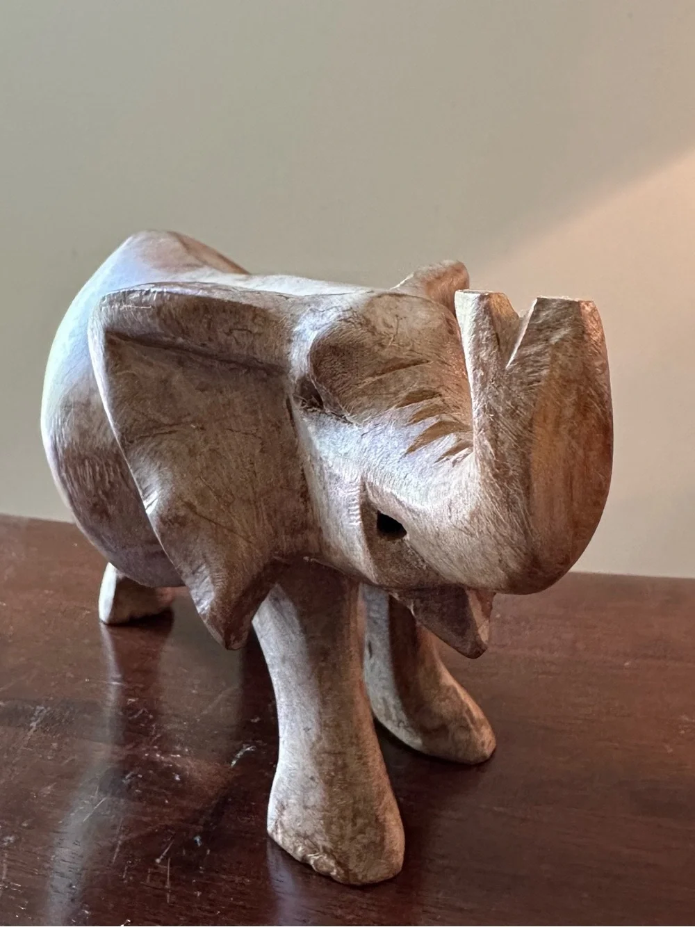 Wooden, hand carved elephant